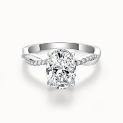 2ct Oval Cut Moissanite Twist Side Stone Ring