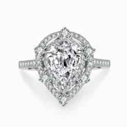 2ct Pear Moissanite Halo Ring