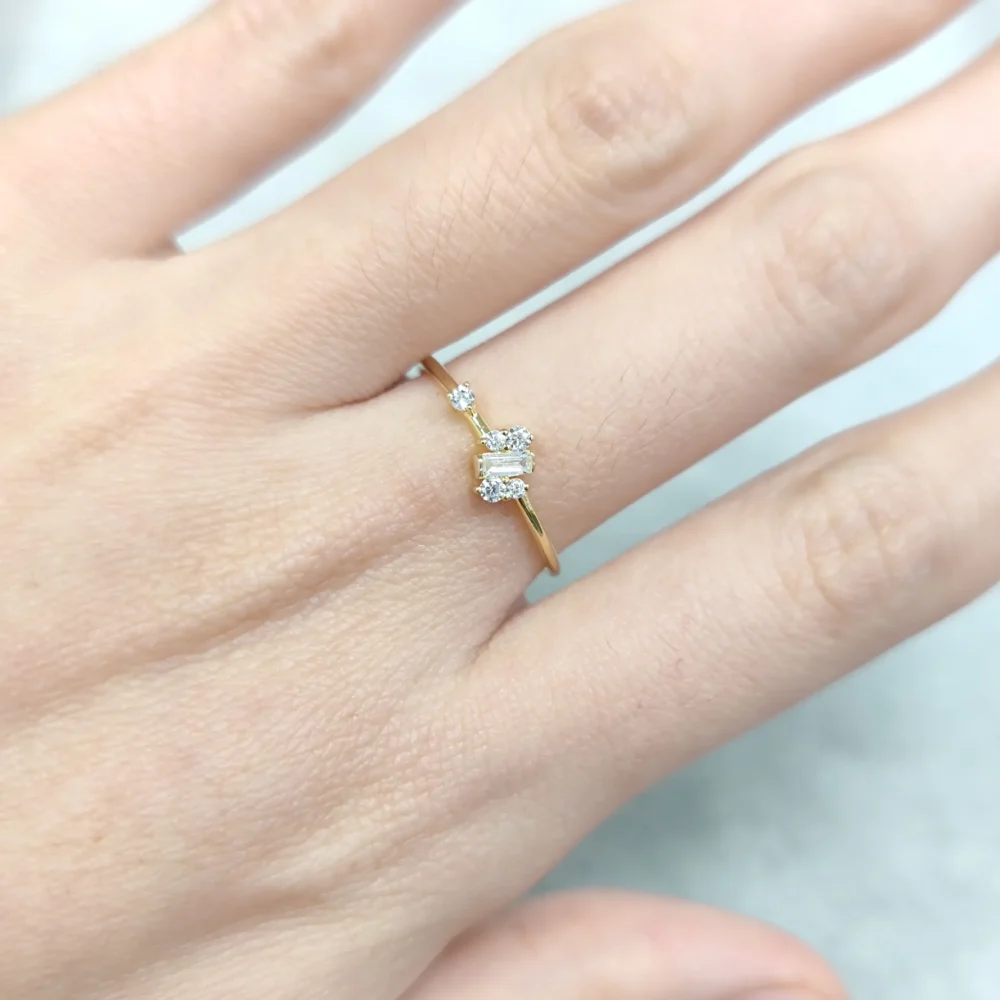 Baguette Moissanite Cluster Ring - Image 2