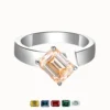 1ct Emerald Cut Moissanite Open End Solitaire Ring