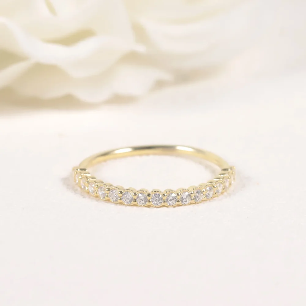 Golden Moissanite Half-Circle Ring - Image 3