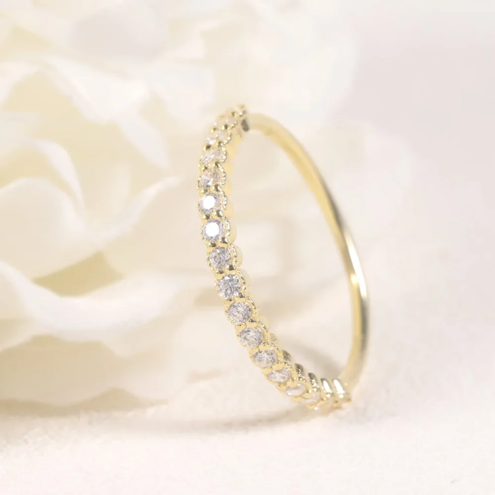 Golden Moissanite Half-Circle Ring - Image 4