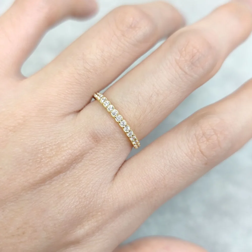 Golden Moissanite Half-Circle Ring - Image 2