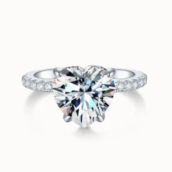 3.5ct Heart Moissanite Side Stone Ring