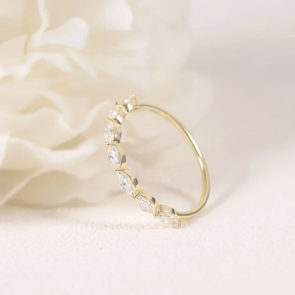 Marquise Moissanite Half-Eternity Ring - Image 3
