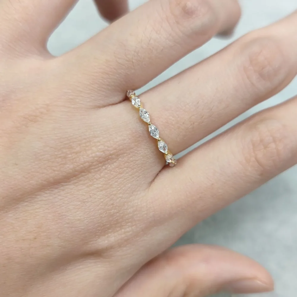 Marquise Moissanite Half-Eternity Ring - Image 2