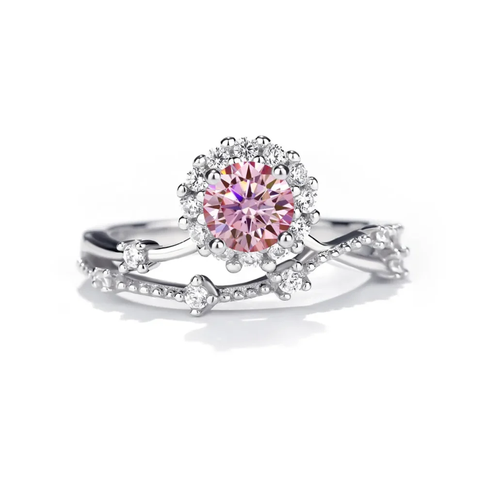 0.5ct|1ct Moissanite Star Track Halo Ring - Image 7