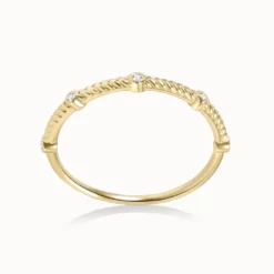 Moissanite Wrinkled Metal Bubble Ring