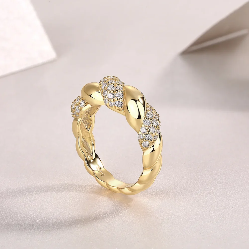 Pavé Moissanite Croissant Band Ring - Image 5