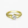 Pear Cut Moissanite Gold-Plated Silver Ring