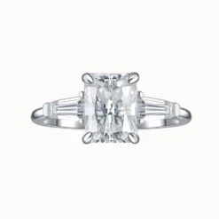 2ct Radiant Cut Moissanite Three Stone Ring