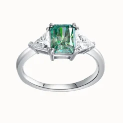 2ct Radiant Cut Moissanite Three Stone Ring