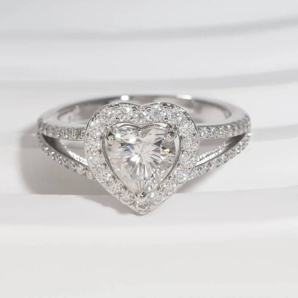 1ct Heart  Halo Ring - Image 3