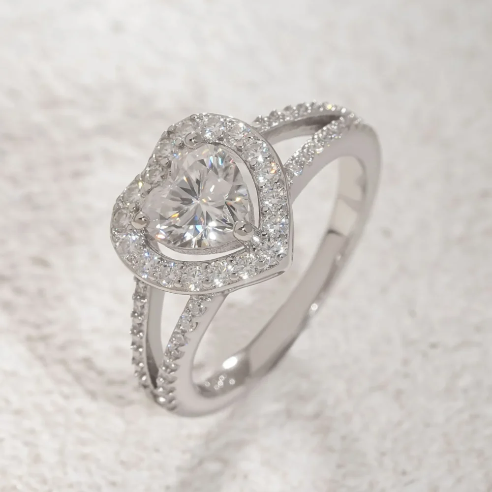 1ct Heart  Halo Ring - Image 4