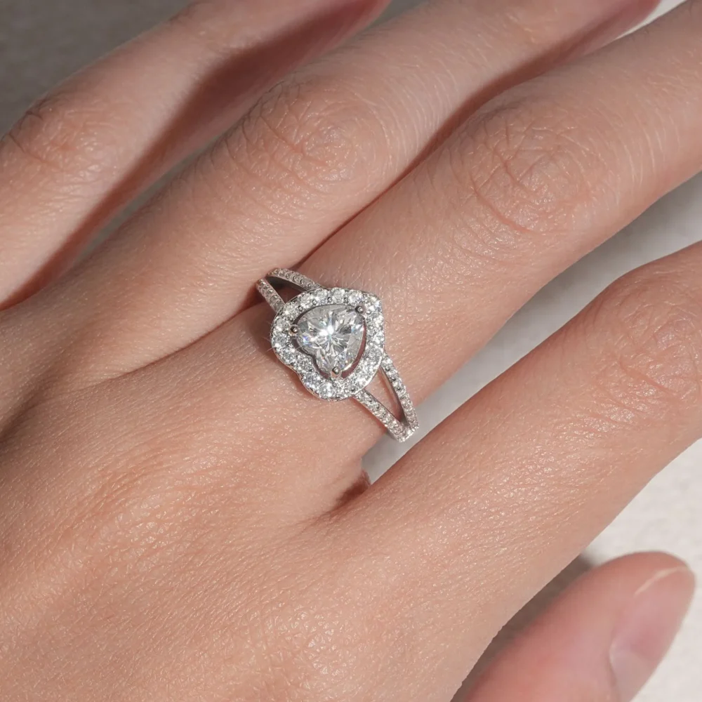 1ct Heart  Halo Ring - Image 2