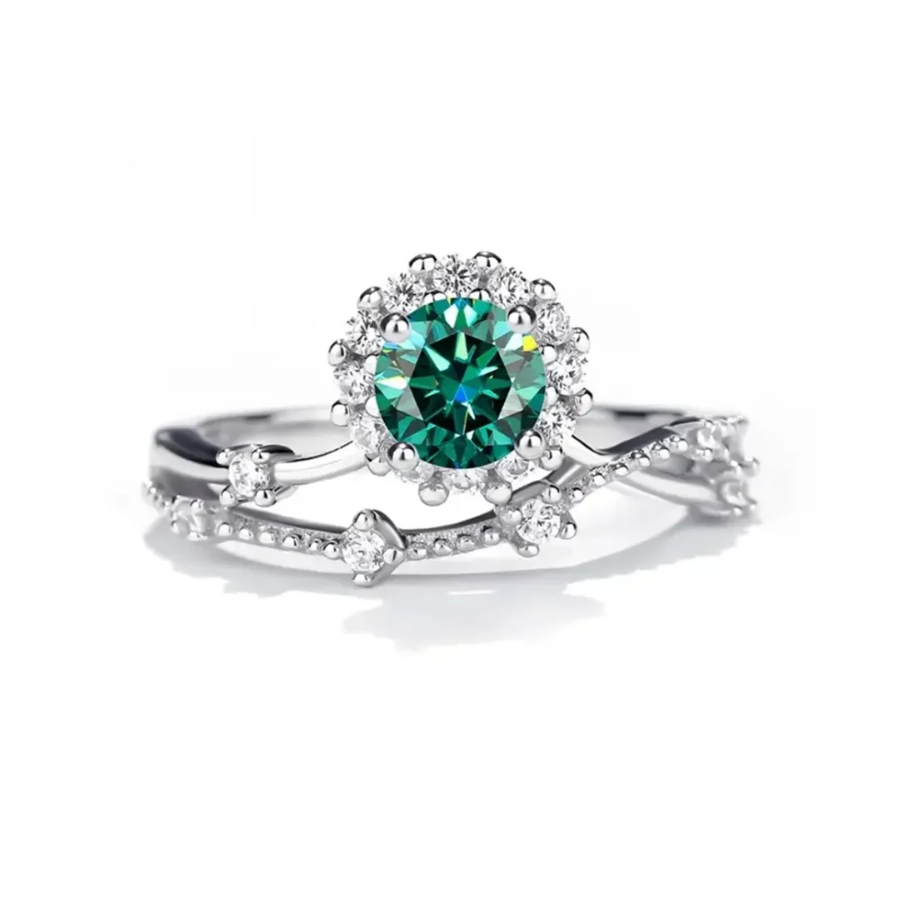 0.5ct|1ct Moissanite Star Track Halo Ring - Image 5