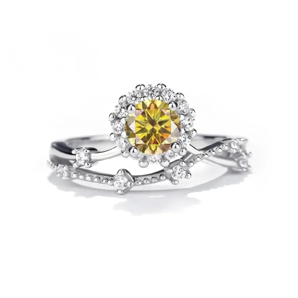 0.5ct|1ct Moissanite Star Track Halo Ring - Image 6
