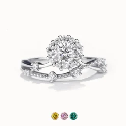 0.5ct|1ct Moissanite Star Track Halo Ring
