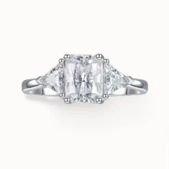 2ct Radiant Cut Moissanite Three Stone Ring