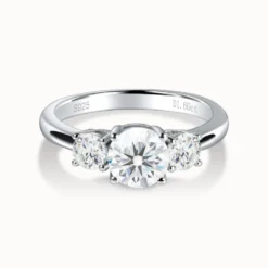 1ct Round Moissanite Three Stone Ring