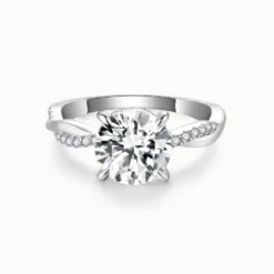 2ct Round Cut Moissanite Twist Side Stone Ring