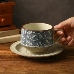 Alternative view of Indigo Grass-Print Mug&Saucer