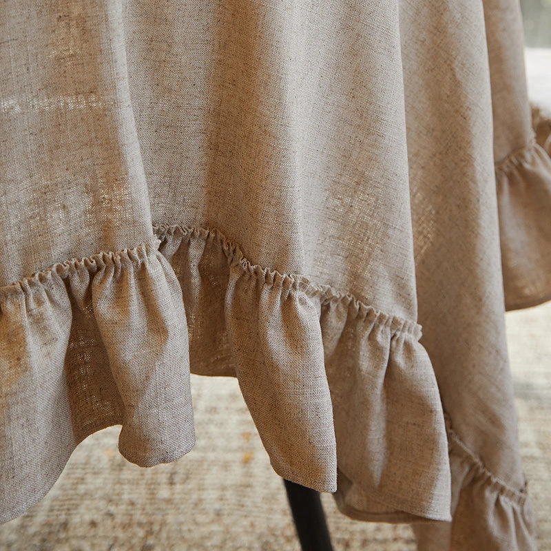 Oatmeal Linen Ruffled Tablecloth - Image 3