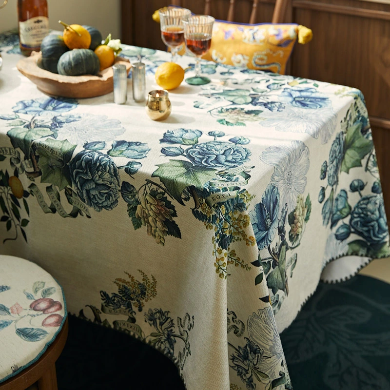 Slate Blue Rose Tablecloth - Image 3