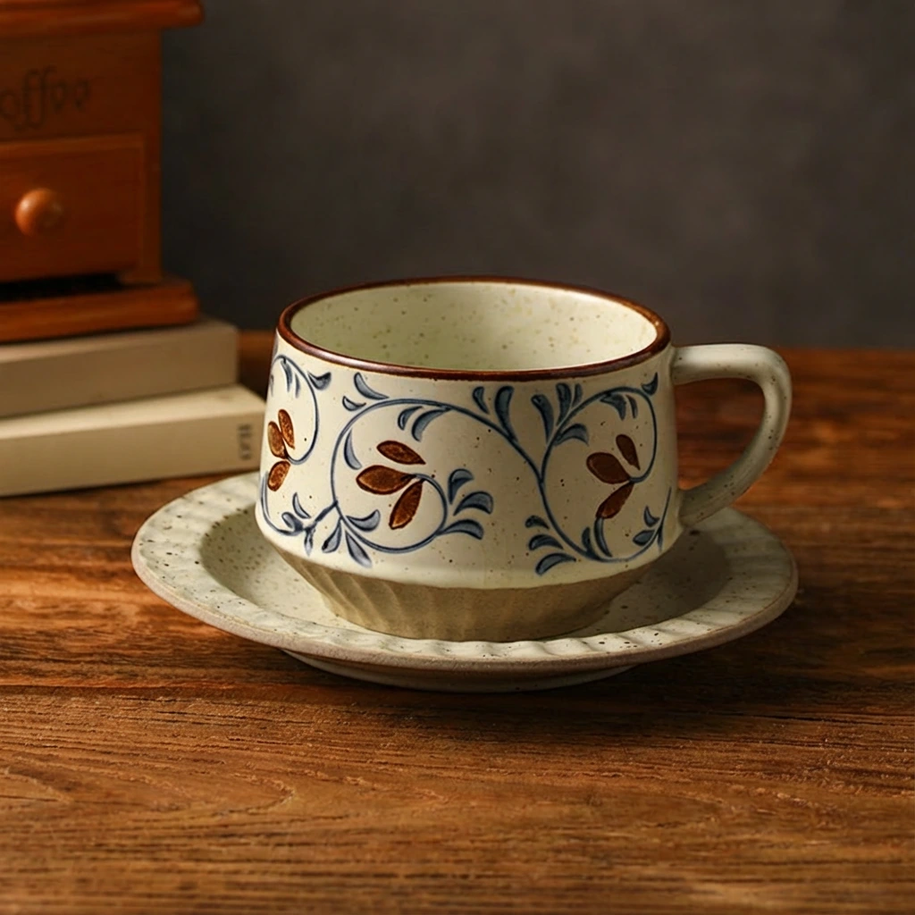 Vine Indigo Tangcao Mug&Saucer
